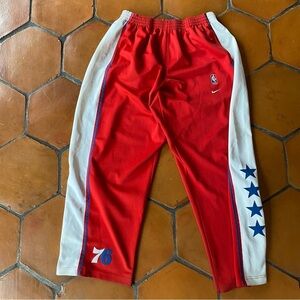 Vintage Y2K Team Nike 77 Philadelphia 76ers Sz 2XL Red Embroidered Warm Up Pants